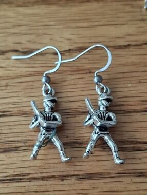 NWT Tibetan Silver Baseball Player Dangle Earrings